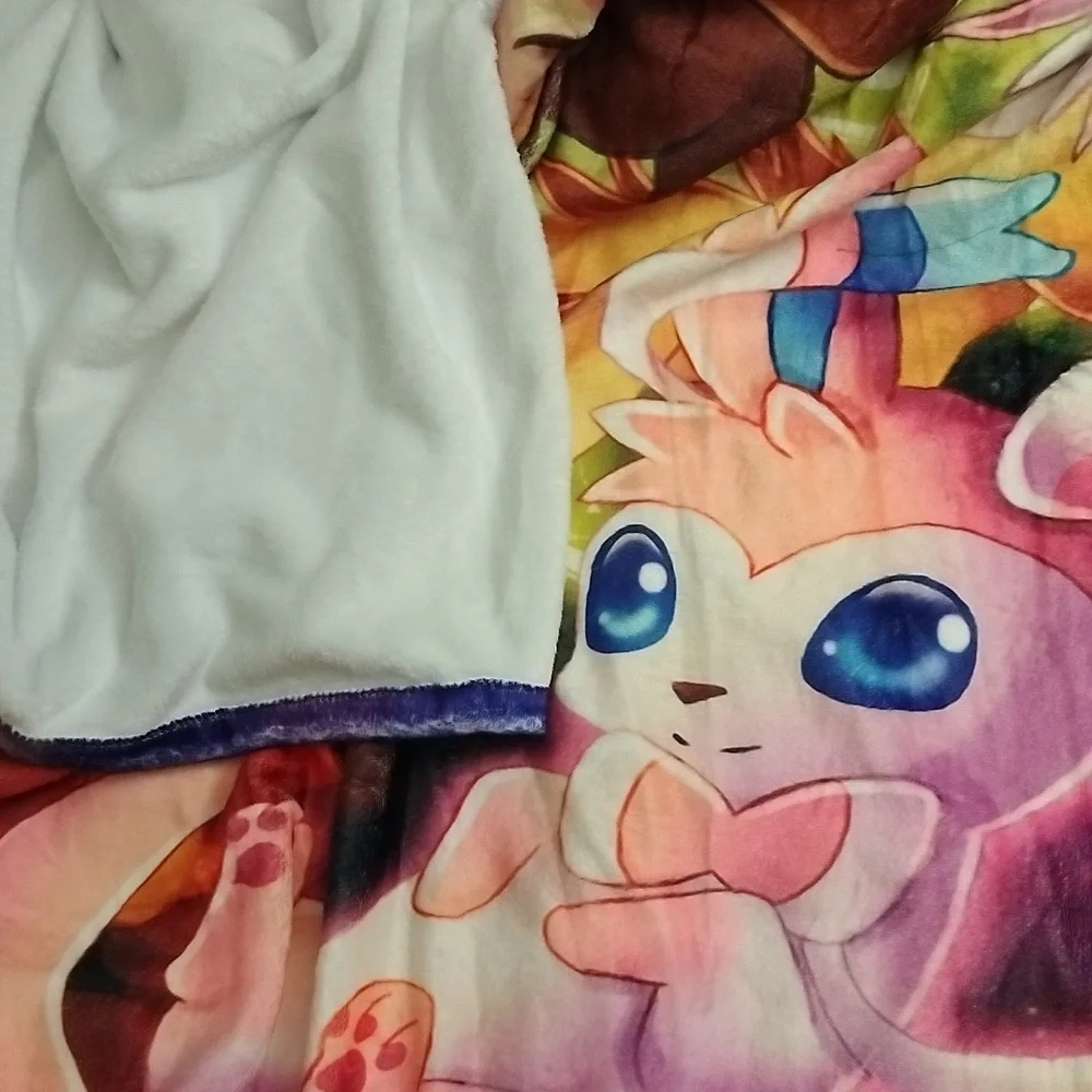 Pokemon Inspired Eevee Eeveelution Anime Fleece Throw Blanket 50x60 NEW